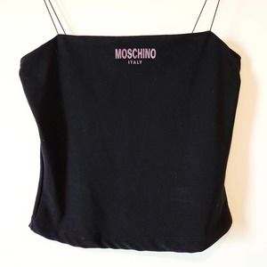 Moschino Black Spaghetti Strap Cropped Tube Top